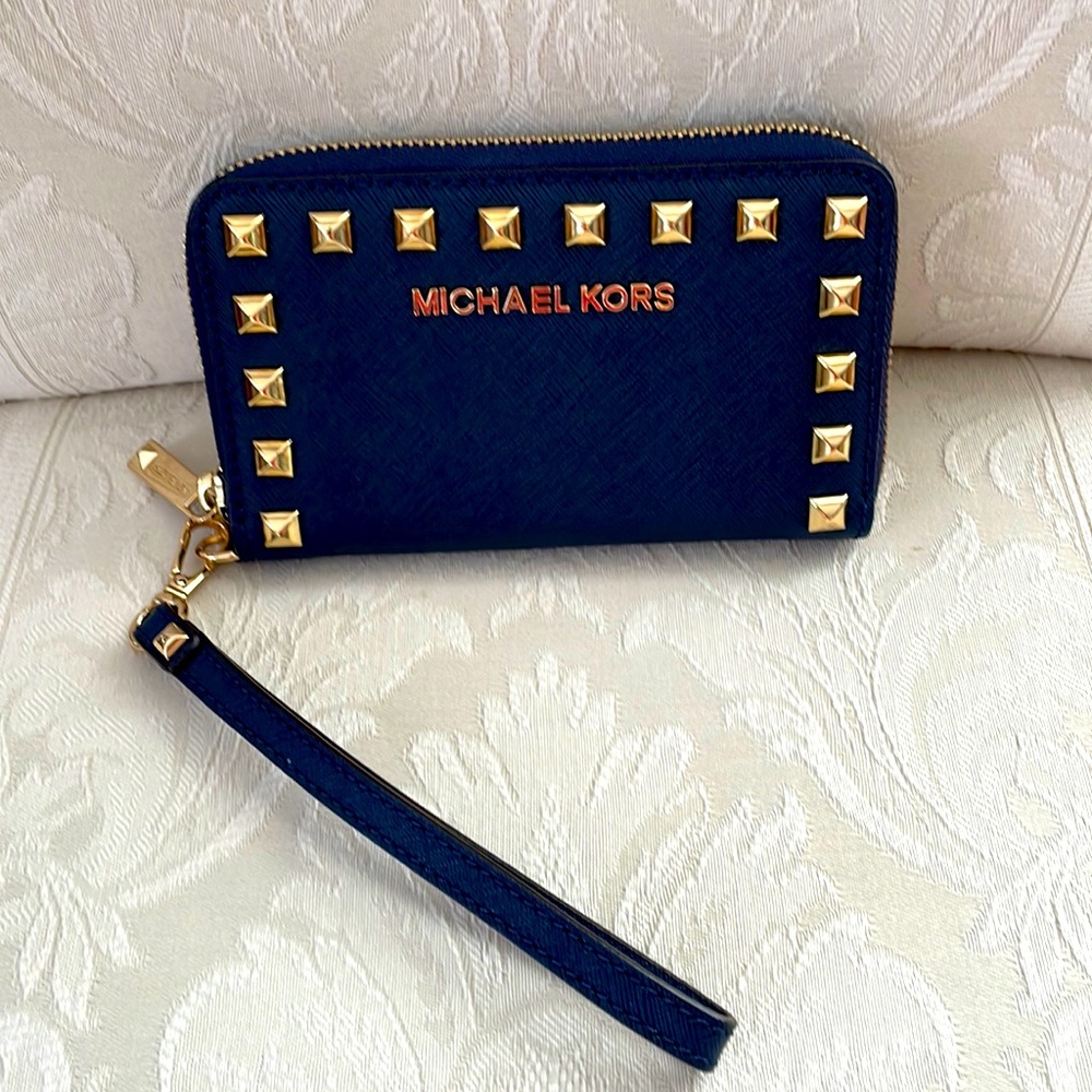 Michael Kors  Wristlet wallet. Navy Blue. Never used.